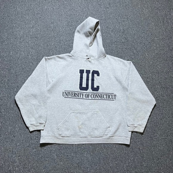 Tultex Other - Vintage Tultex University of‎ Connecticut Hoodie Large Grey UConn Sweatshirt 90s